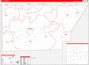 De Witt County Wall Map Red Line Style
